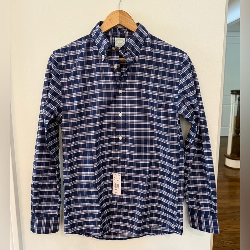 Brooks Brothers Men's Blue Checkered Shirt